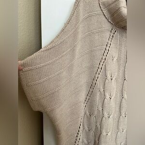 Even Cowl Neck Poncho/ Cape Pullover Tan/Beige Women's Size Large